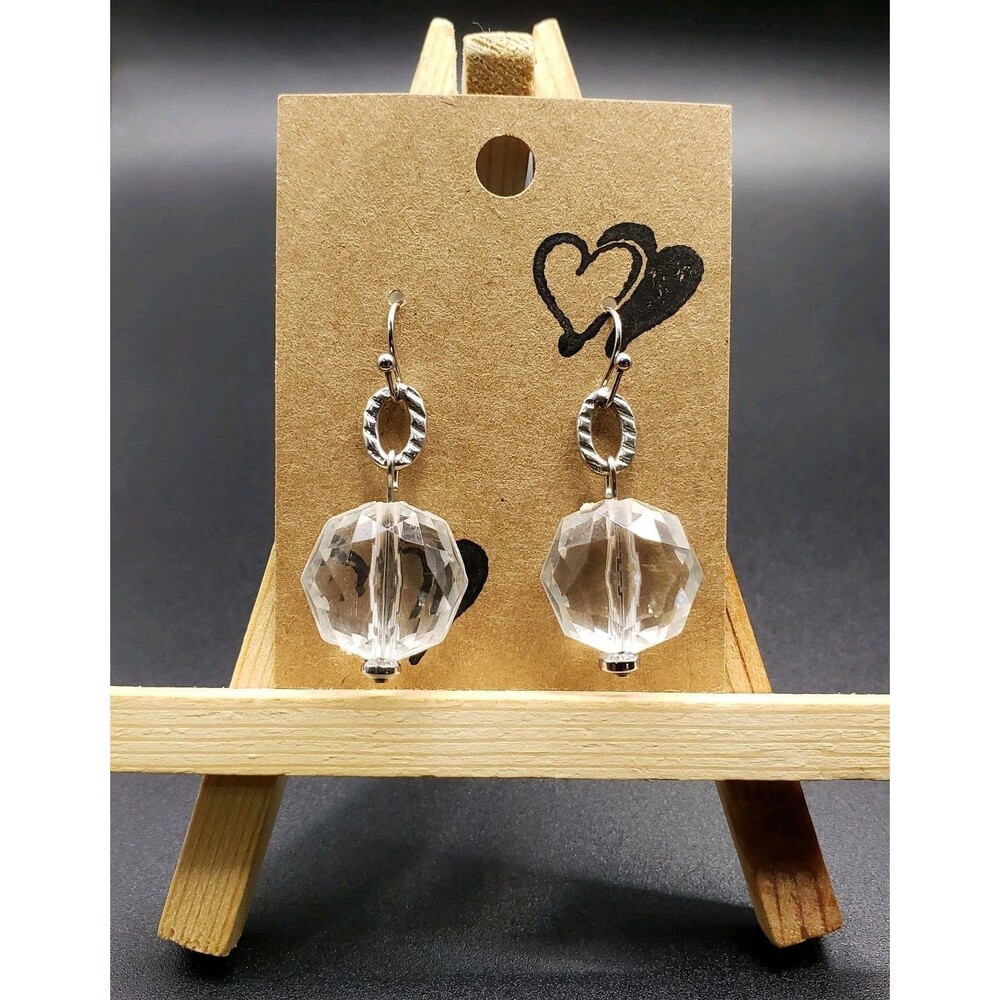 Dangle/Drop/Costume/ Clear And Stainless Steel Glass Beaded Handcrafted Earrings